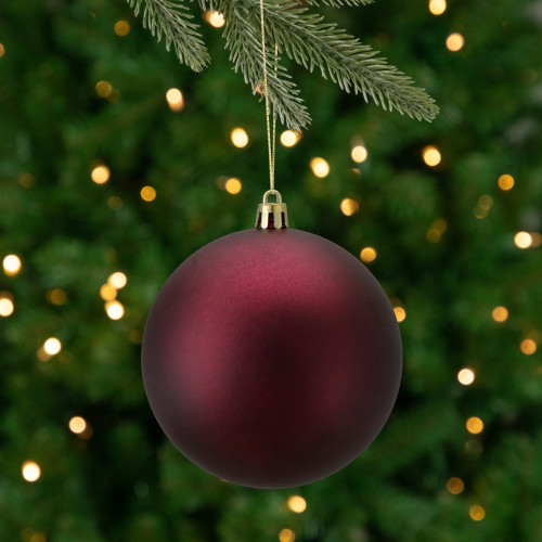 Matte Burgundy Shatterproof Christmas Ball Ornament 4" (100mm)