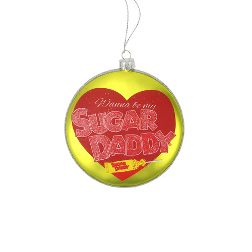 Tootsie Roll Sugar Daddy Original Milk Caramel Christmas Disc Ornament - 4" - Red