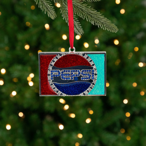 3" Red and Blue Pepsi Globe Logo European Crystal Christmas Ornament