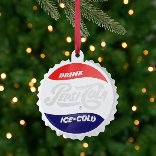 Pepsi-Cola Bottle Cap with Logo Metal Christmas Ornament - 3.25"