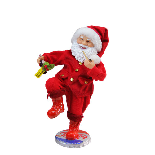 12" Red and White Santa Claus Standing on Pepsi-Cola Bottle Cap Christmas Figurine