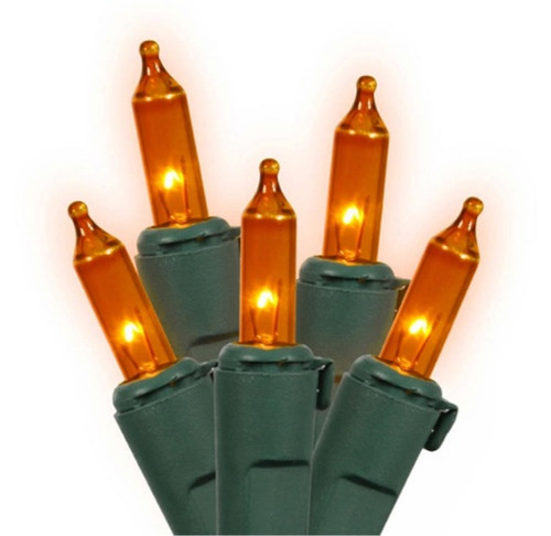 Mini Incandescent Net Style Christmas Lights - 4' x 6' - Orange - Green Wire