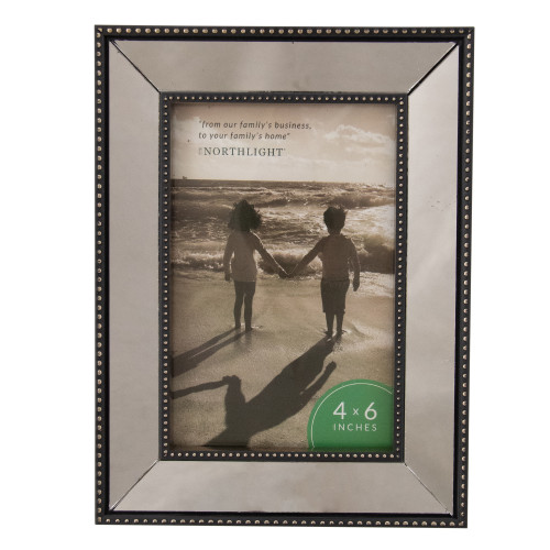 Contemporary Rectangular Mirrored Picture Frame - for 6" x 4" Photo - 8" - Black
