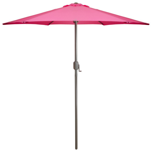 7.5ft Outdoor Patio Market Umbrella with Hand Crank, Pink