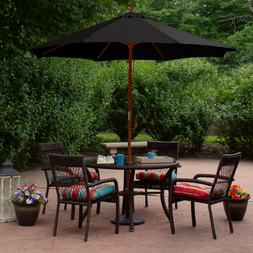 8.5ft Outdoor Patio Market Umbrella with Wooden Pole, Black