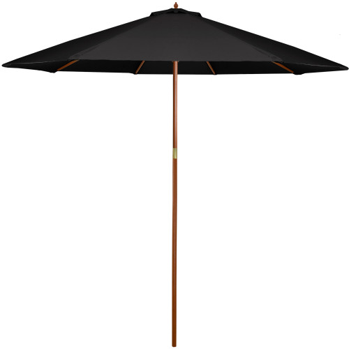 8.5ft Outdoor Patio Market Umbrella with Wooden Pole, Black