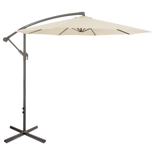 10ft Offset Outdoor Patio Umbrella with Hand Crank, Beige