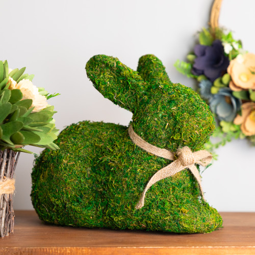 Green Moss Sitting Easter Bunny Rabbit Spring Figure - 11"