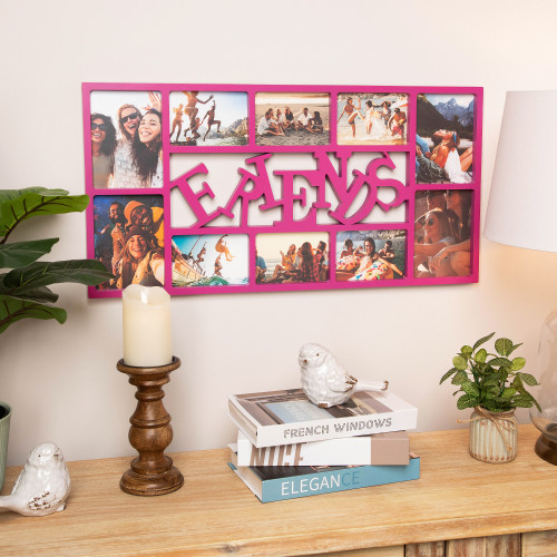 Rectangular “Friends" Wall Collage Photo Frame - 28.75" - Pink