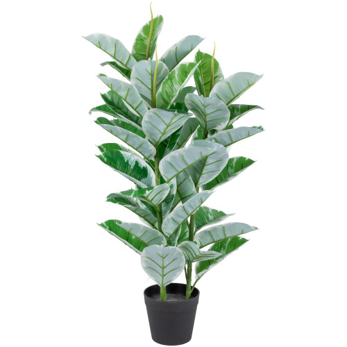 34" Potted Green Artificial Rubber Plant