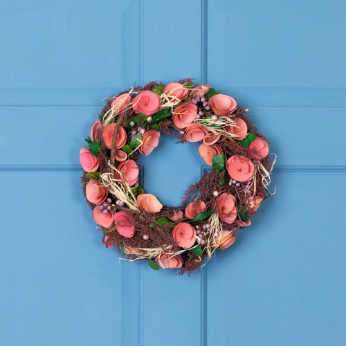 12" Pink Floral, Berry and Twig Artificial Spring Wreath