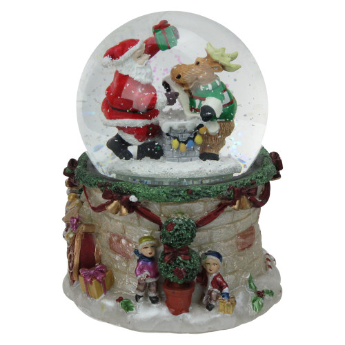 LED Lighted Santa and Reindeer Musical Christmas Snow Globe - 6"