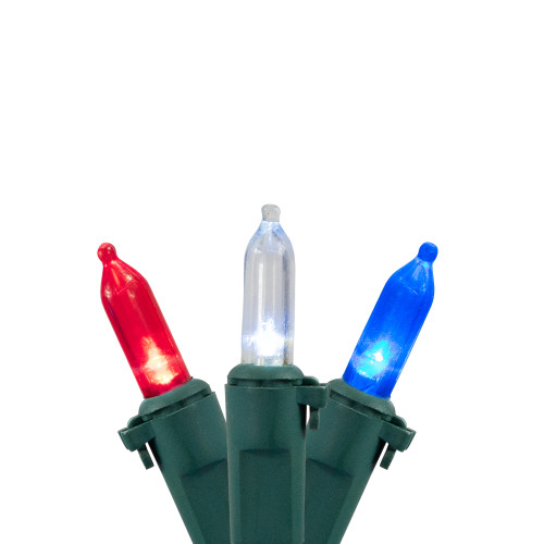50ct Patriotic LED Red White and Blue Mini String Lights - 15.5' Green Wire