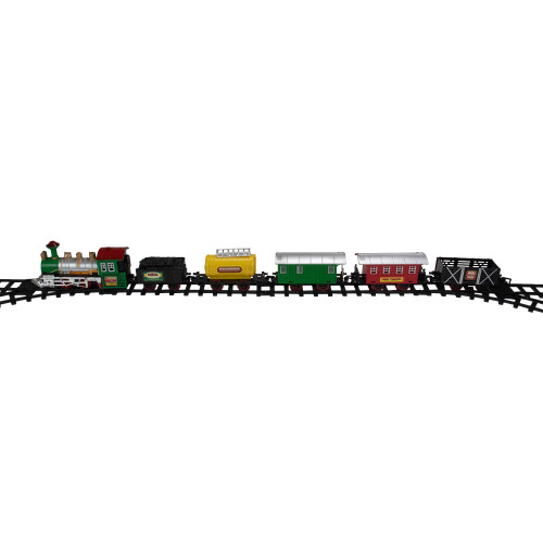 Animated Christmas Classic Model Train Set with Sound - Black and Green - 18-Piece