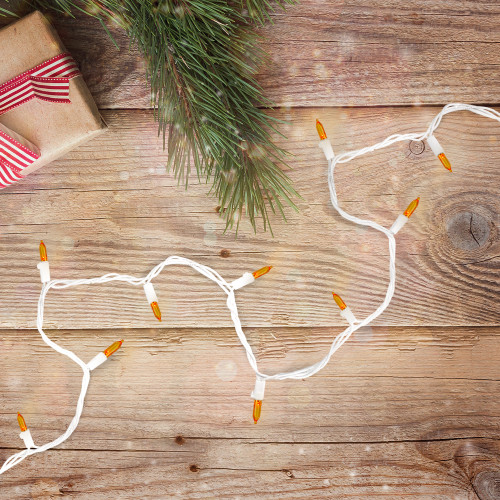 LED Mini Christmas Lights - Orange - 33' White Wire - 100ct