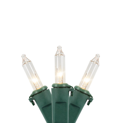 Mini Incandescent Christmas Lights - Clear - 7' Green Wire - 35ct