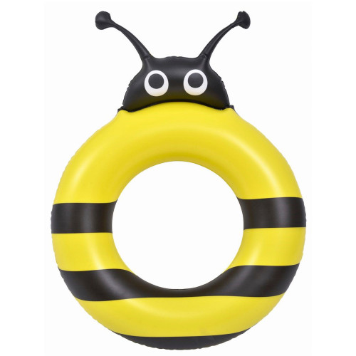 27.5" Black and Yellow Inflatable Bumblebee Pool Ring Float