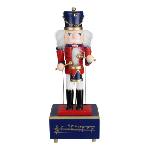 Nutcracker Drummer Animated and Musical Christmas Figure - 12" - Red and Navy
