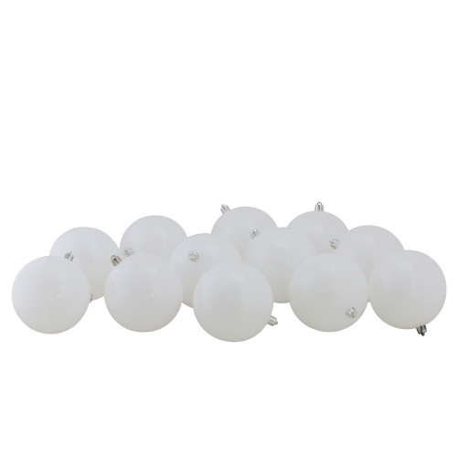 Shatterproof Shiny Christmas Ball Ornaments - 4" (100mm) - Winter White - 12ct