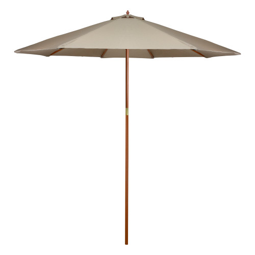 9ft Outdoor Patio Market Umbrella with Wooden Pole, Tan
