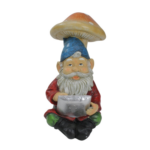 10" High Tech Gnome with Tablet Solar Powered LED Lighted Outdoor Garden Statue