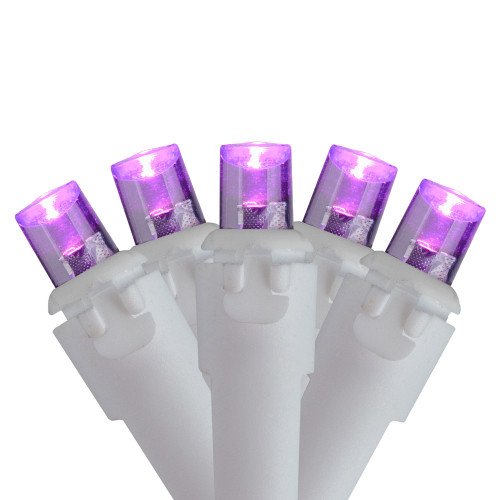 LED Wide Angle Christmas Lights - Purple - 16.25' White Wire - 50ct