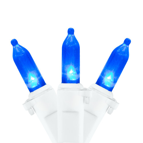 LED Mini Christmas Lights - Blue - 16.25' White Wire - 50ct