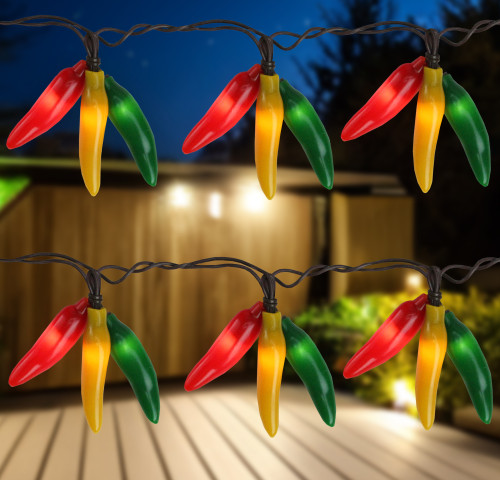 36ct Chili Pepper Cluster String Lights - 7.5ft - Brown Wire