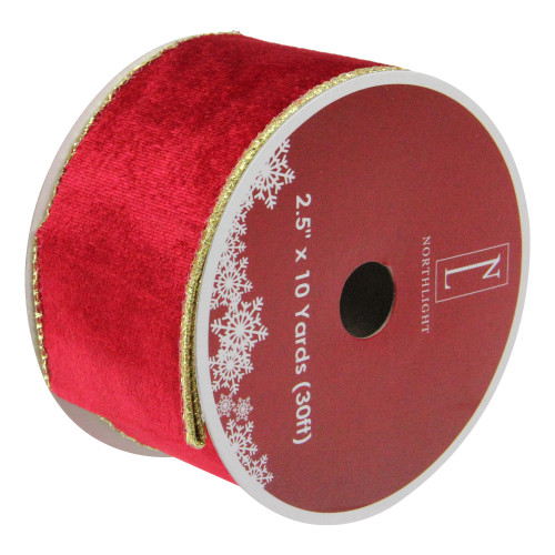 Solid Bright Red Wired Christmas Craft Ribbon 2.5" x 10 Yards