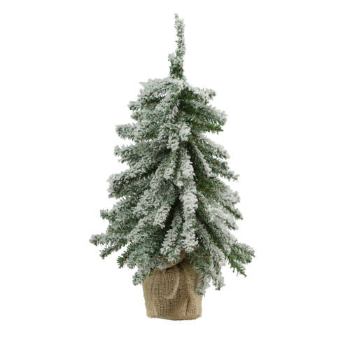 Potted Flocked Downswept Mini Village Pine Medium Artificial Christmas Tree - 15" - Unlit