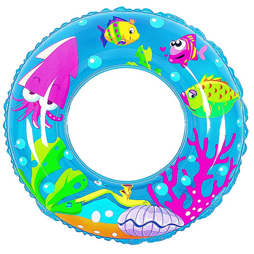 24" Inflatable Clear and Blue Sea Fish Children's Swimming Pool Inner Tube Ring Float