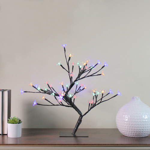 Pre-Lit Japanese Sakura Blossom Flower Artificial Tree - 18" - Multicolor LED Lights