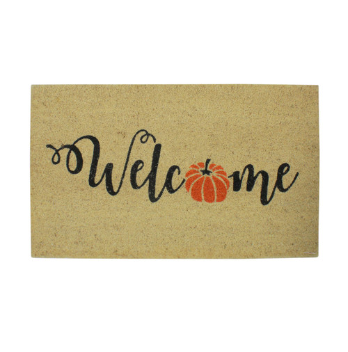 Orange Pumpkin "Welcome" Fall Harvest Outdoor Doormat 18" x 30"