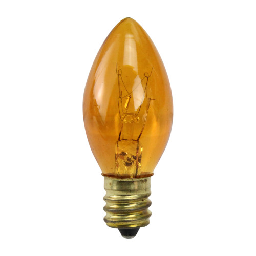 Transparent C7 Incandescent Christmas Replacement Bulbs - Orange - Pack of 25