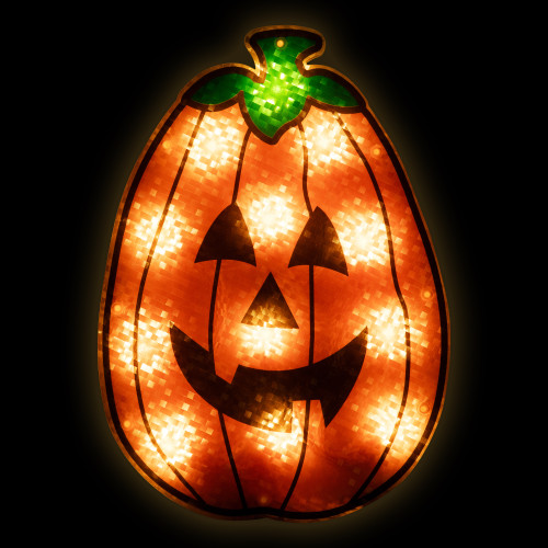 Lighted Jack-O-Lantern Halloween Window Decoration - 12"