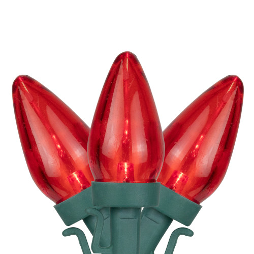 LED C7 Christmas Lights - Red - 16' Green Wire - 25ct