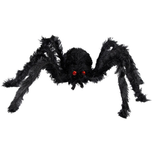 27.5" Fuzzy Spider with Red Eyes Halloween Decoration