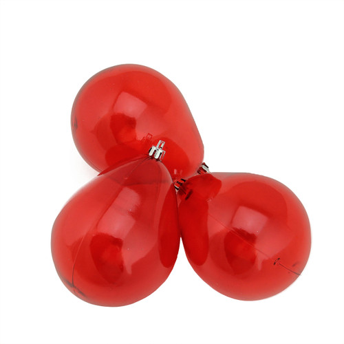 3ct Red Hot Transparent Teardrop Shaped Shatterproof Christmas Ornaments 4.75" (120mm)
