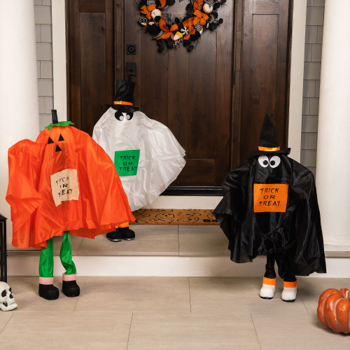 Ghost, Pumpkin and Bat Standing Halloween Kid Figures - 36" - Set of 3