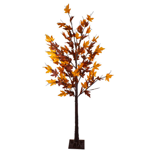 6' Pre-Lit LED Artificial Maple Fall Harvest Tree- Clear LED Lights