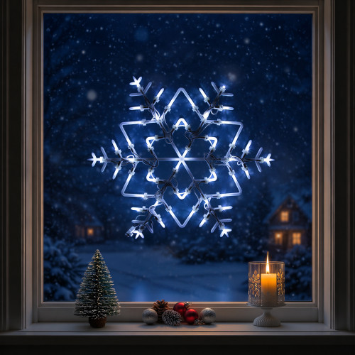 LED Lighted Snowflake Christmas Window Decoration - 15"
