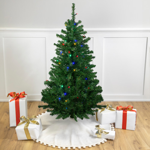 Pre-Lit Medium Mixed Classic Pine Artificial Christmas Tree - 4' - Multi LED Lights