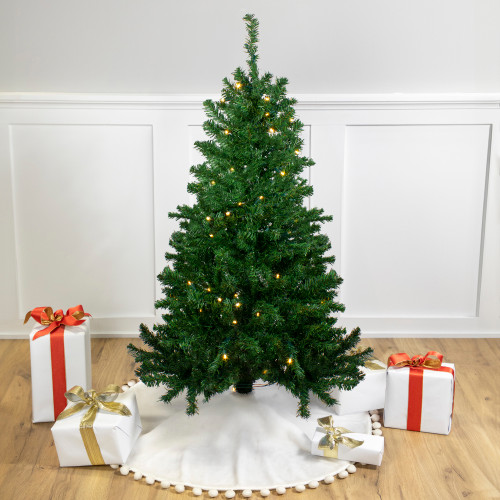 Pre-Lit Medium Mixed Classic Pine Artificial Christmas Tree - 4' - Warm Clear LED Lights