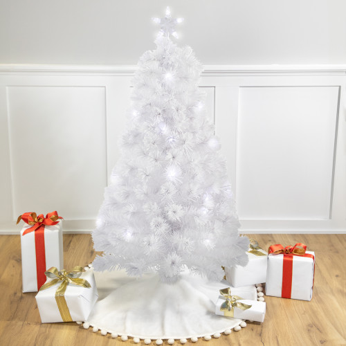Pre-Lit Medium Color Changing Fiber Optic Artificial Christmas Tree - 4' - White