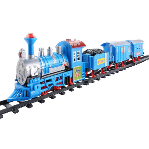 Lighted and Animated Classic Train Set with Sound - Blue - 14-Piece