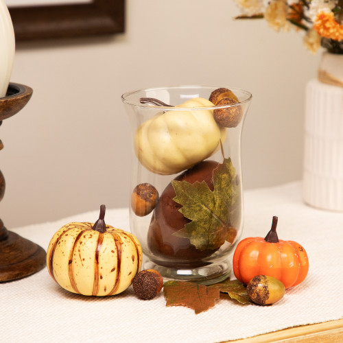 11-Piece Fall Harvest Artificial Pumpkin, Acorn and Leaf Decoration Set