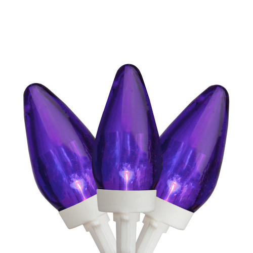 LED C7 Christmas Lights - Purple - 16' White Wire - 25ct
