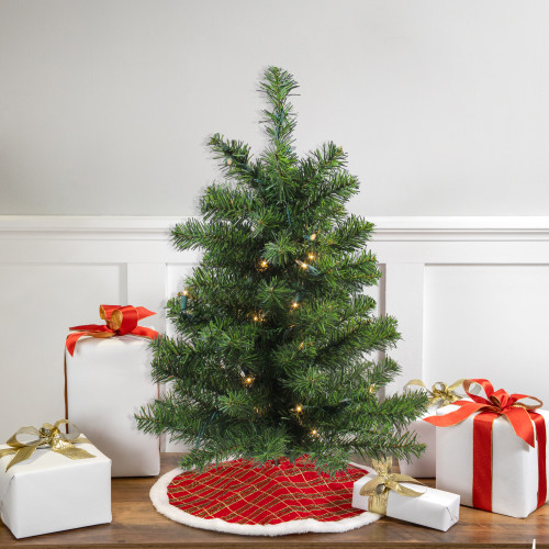 Pre-Lit Medium Canadian Pine Artificial Christmas Tree - 2' - Clear Lights
