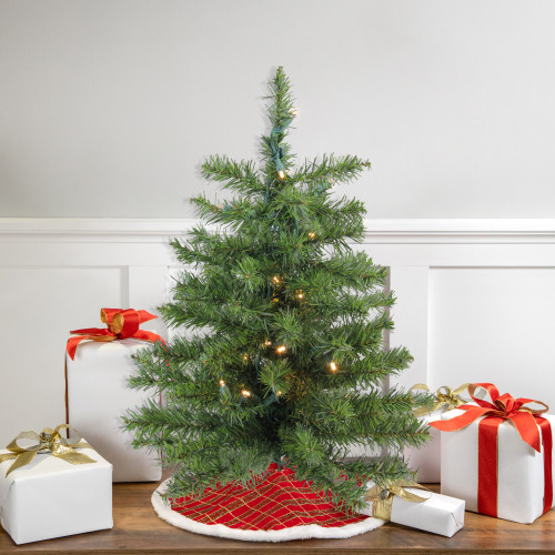 Pre-Lit Medium Canadian Pine Artificial Christmas Tree - 2' - Warm Clear Lights