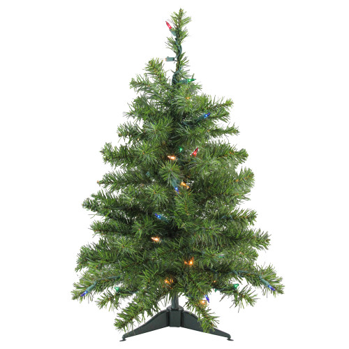 Pre-Lit Medium Canadian Pine Artificial Christmas Tree - 2' - Multi Lights